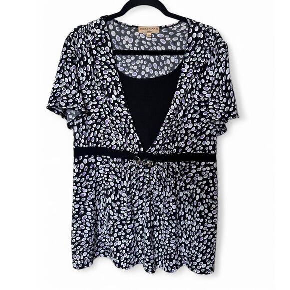 Polka Dot Blouse – Black & Lavender - Picture 1 of 5